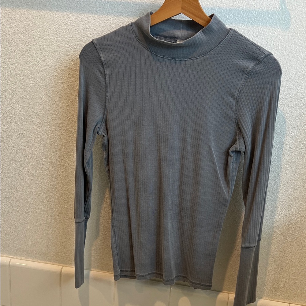 Free People Heather Gray Ribbed Top